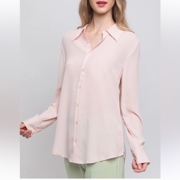 07 Fabulous Loose Fit Long Sleeve Button Down Blouse Shirt - Picture 1 of 5